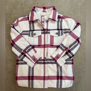GAP Kids Button Down Plaid Shirt - Pink, White, and Gray